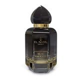 Donkere faceted Musc Sauvage Parfumspray fles met gouden nek en puntkap